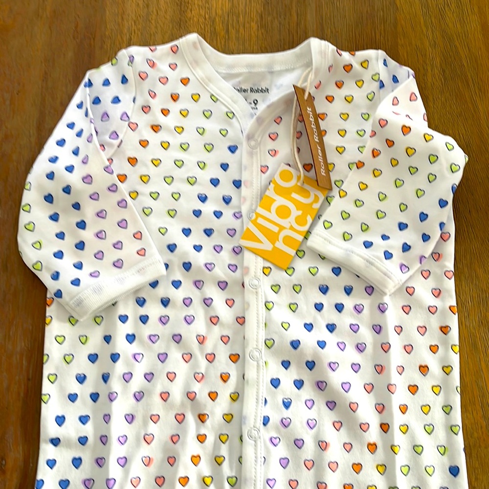 Roller Rabbit Infant Disco Heart Footie Pajamas 6/9 months